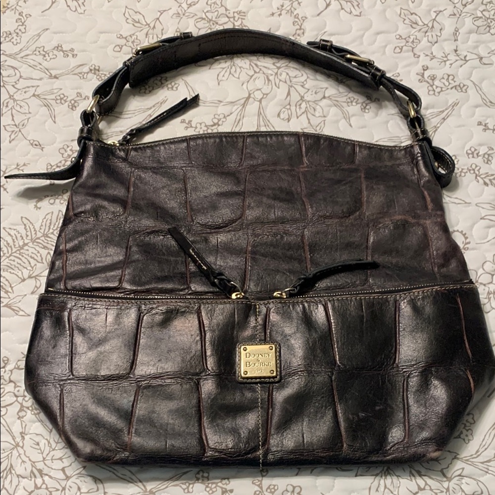 Dooney & Bourke Brown Leather Hobo Bag with Quilted Design